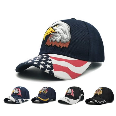 Gorra de Béisbol Bordada con Bandera de EE. UU. Águila Acrílico Transpirable Protección Solar Deporte al Aire Libre