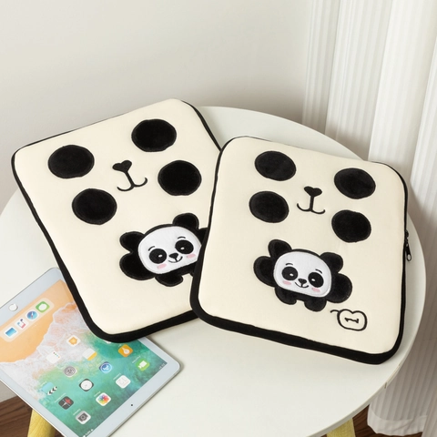 Laptophoes Schattig Panda Borduurwerk Schokbestendig Tablet Tas Zacht Polyester Polka Dot Reizen Kantoor Heren Dames