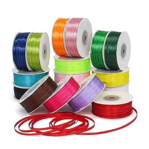 Double Sided Satin Ribbon Polyester Satin Glossy Fabric For DIY Crafts Gift Wrapping Wedding Party Hair Bow Decoration