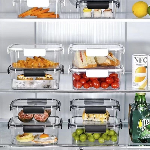 Contenitori Alimentari Trasparenti Ermetici Lunch Bento Box Organizzatore Frigorifero PET Plastica Impilabili Preparazione Pasti