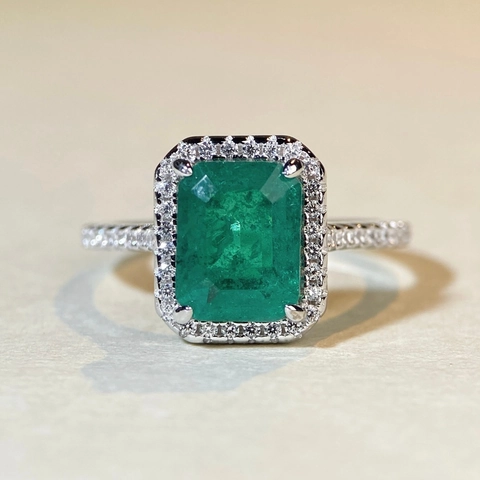 925 Sterling Zilveren Radiant Slijpvorm Zirconia Ring Voor Vrouwen Luxe Halo Verlovingsring Stijlvolle Bruiloft Sieraden