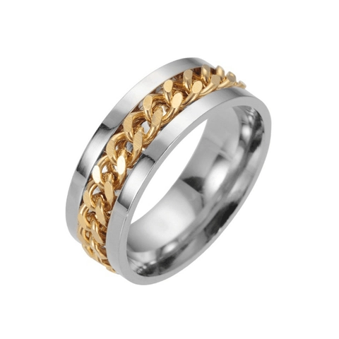 Titanium Steel Ring For Men Women Creative Bottle Opener Design Fashion Rotating Chain Ring Stress Relief Finger Ring Gift