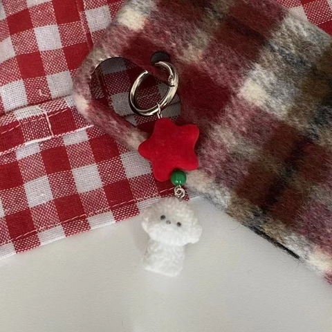 Grazioso Portachiavi Cane Orso Peluche Stella Feltro Perla Ciondolo Borsa Ornamento Da Appendere Accessori Per Borse