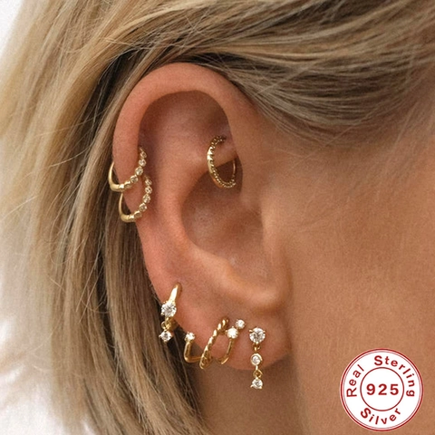 Orecchini Pendenti in Argento Sterling S925 Con Zirconi Per Donna Orecchini a Bottone Con Nappa Geometrica Placcati Oro Gioielli Moda Lusso