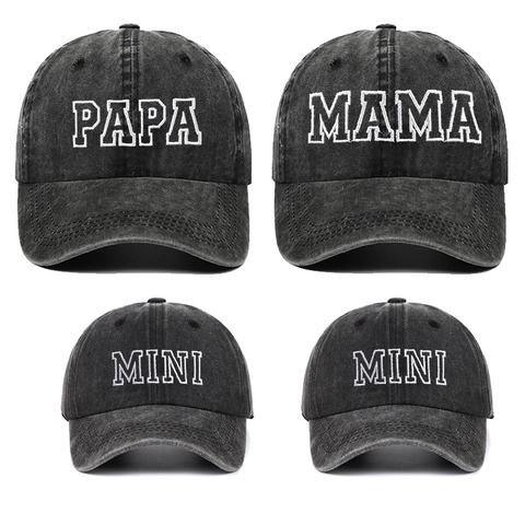 Washed Cotton Baseball Caps Embroidered Letter For Family Matching Parent Child Men Women Kids Vintage Adjustable Sun Hat