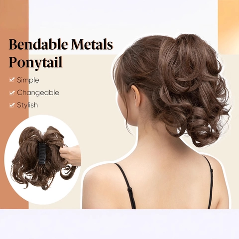 Short Curly Messy Bun Hair Extension With Claw Clip High Temperature Synthetic Fiber Ponytail For Women Natural Looking