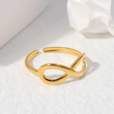 Anello Simbolo Infinito Acciaio Inossidabile Resistente All'appannamento Fascia Aperta Regolabile Gioielli Minimalisti Donna