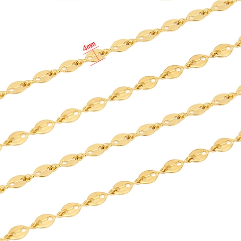 Stainless Steel Pig Nose Coffee Bean Chain For DIY Jewelry Making Findings Vacuum Plated Gold Style