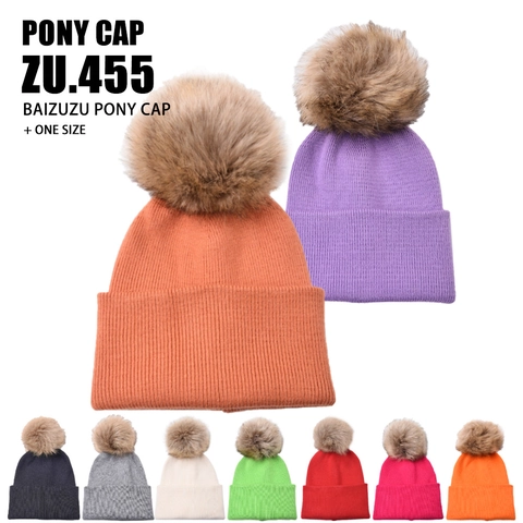 Kinder Winter Strickmütze Weich Warm Einfarbig Mit Großem Kunstpelz Bommel Für Kleinkinder Jungen Mädchen Outdoor