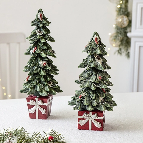 Glühende LED Weihnachten Harz Desktop Ornamente Miniatur Haus Auto Weihnachtsmann Urlaub Haus Dekor Geschenk