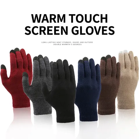 Guantes De Invierno De Punto Acrílico Térmicos Pantalla Táctil Antideslizantes Conducción Exterior Para Hombres