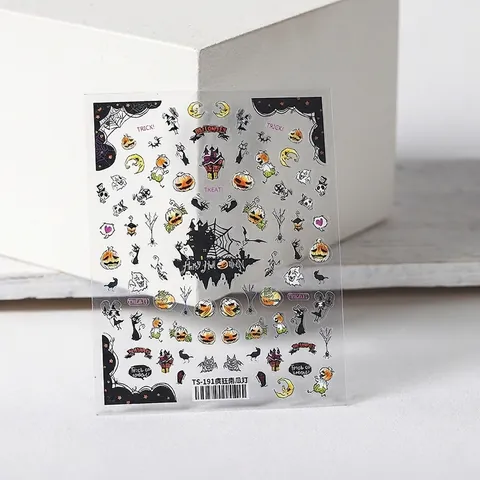 Halloween Nagelaufkleber Ultradünne Selbstklebende Abziehbilder Kürbis Geist Fledermaus Schloss Festliche DIY Maniküre Dekoration