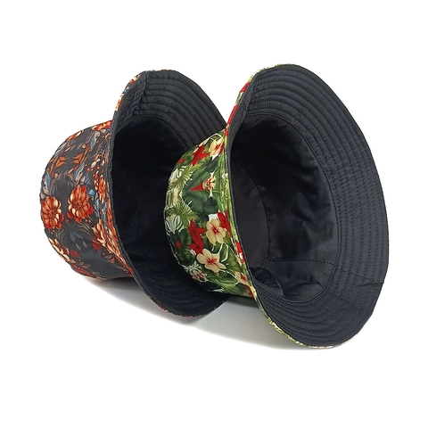 Chapeau Bob À Imprimé Fleuri Vintage Polyester Protection Solaire Motif Botanique Tropical Chapeau De Soleil Extérieur Unisexe