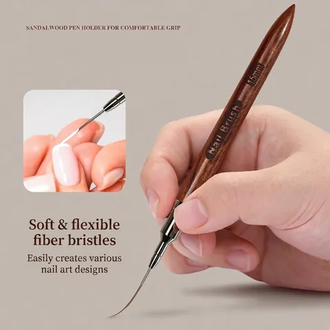 Pennello Per Unghie Professionale Manico In Sandalo Ultra Sottile Manicure Penna Per Disegno E Pittura