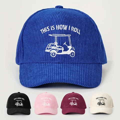 Cappello Da Baseball In Velluto A Coste Con Ricamo Golf Cart This Is How I Roll Retro Cappellino Da Sole Regolabile
