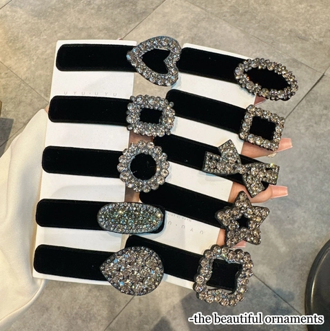 Luxus Samt Strass Haarklammern Elegant Herz Stern Schmetterling Schleife Seitenspangen Vintage Haarschmuck Für Damen