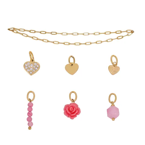 Necklace And Pendants DIY Stainless Steel Heart Gold Plated Jewelry Fashion Women Handmade Jewelry Making