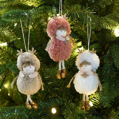 Ornements À Suspendre Pour Arbre De Noël En Peluche Poupée Ange À Bois De Renne Pour Décoration De Fête Festive Maison