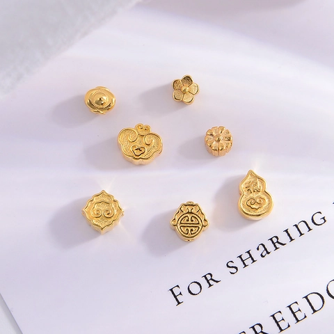 925 Sterling Silver Beads Traditional Chinese Style Gourd Ingot Ruyi Pattern DIY Bracelet Necklace Spacer Charms