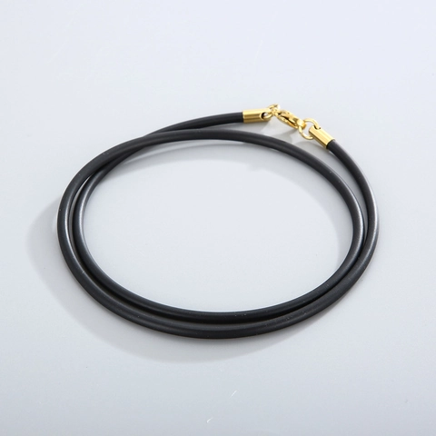 Black Rubber Necklace Cord With Stainless Steel Lobster Clasp For DIY Jewelry Making Smooth Silicone String For Pendants