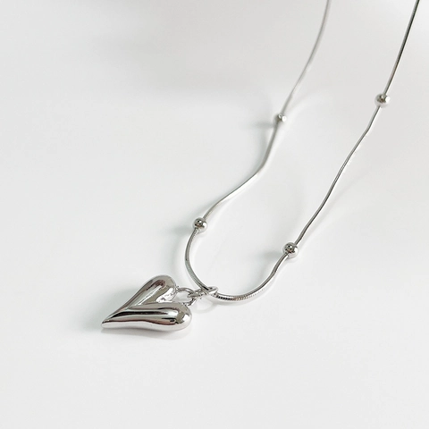 Collana Con Pendente A Cuore In Argento Sterling 925 Gioielli Minimalisti Catena A Serpente Con Perline Per Donna Elegante