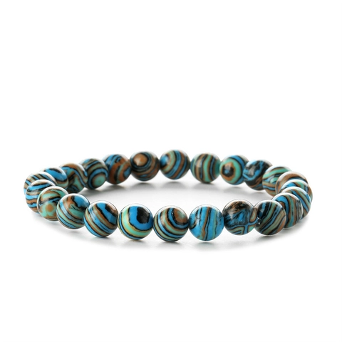 Bracciale Di Perline In Pietra Naturale Elastico Tondo Agata Lava Turchese Occhio Di Tigre Unisex Gioielli Boho