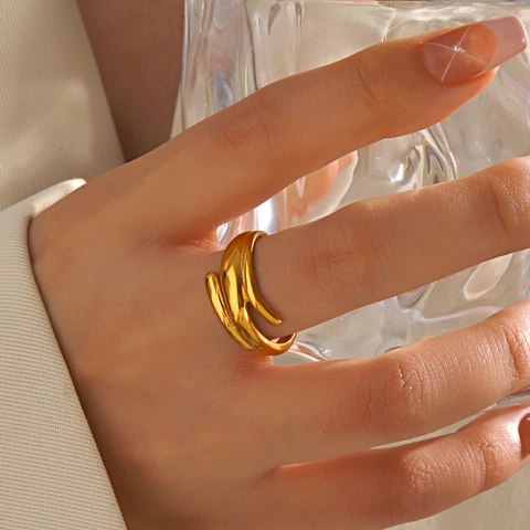 Unregelmäßiger Gedrehter Edelstahlring Offen Verstellbar Geometrisch Minimalistischer Stil Für Frauen Hip Hop Schmuck