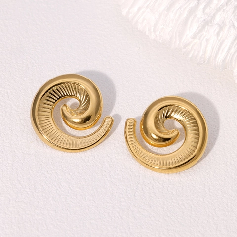 Vintage Minimalistische Spiraal Stud Oorbellen Roestvrij Staal Goud Verguld Geometrisch Nautilus Schelp Sieraden Voor Vrouwen