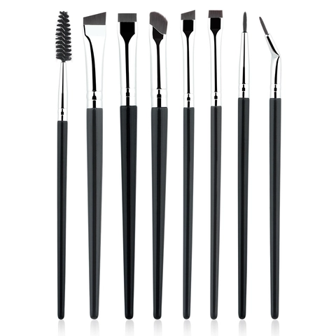 Precisie Blade Eyeliner Borstel Schuine Wenkbrauw Blending Oogschaduw Tool Houten Handvat Synthetische Vezel