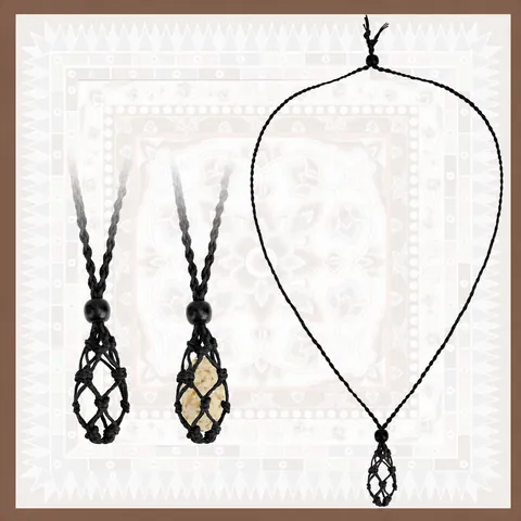 Handmade Woven Stone Holder Necklace Cord Adjustable Net Pocket Pendant Rope Retro Braided Jewelry For Crystal Raw Stones