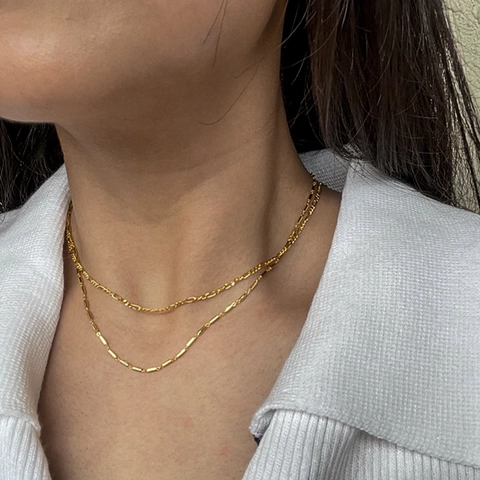 Collana E Bracciale E Cavigliera In Acciaio Inossidabile Placcato Oro Catena Figaro Gioielli Di Moda Minimalisti Unisex