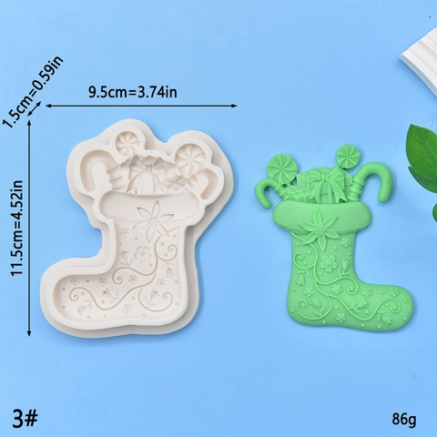 Christmas Stocking Pine Cone Silicone Mold For DIY Fondant Baking Soap Candle Wax Craft Relief Pattern Tool