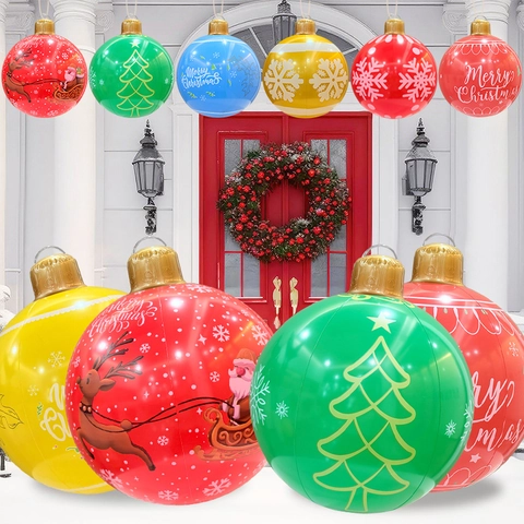 Adorno De Bola De Navidad Inflable PVC Decoración Exterior De Jardín Grande Colgante Festivo Para Fiesta De Vacaciones
