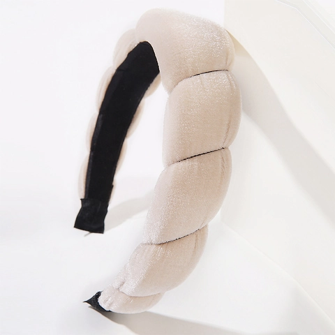 Velvet Padded Headband For Women Wide Twisted Braided Sponge Hair Hoop Vintage High Top Solid Color Hair Accessory