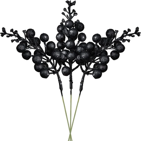 Christmas Glitter Berry Picks Artificial Foam Stems For Tree Decoration Holiday DIY Floral Arrangement Shimmering Home Decor