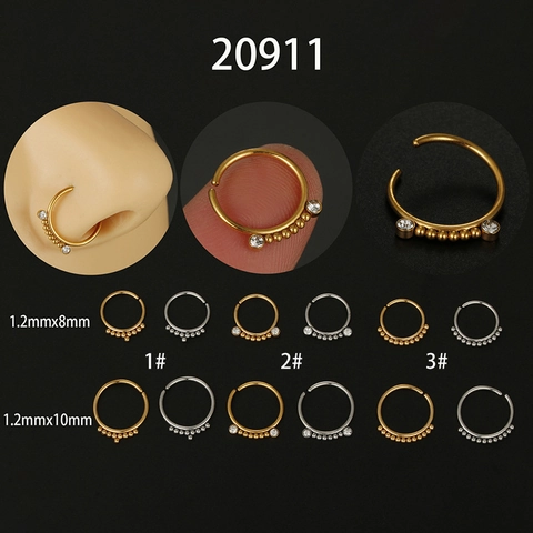 Anello Al Naso In Acciaio Inossidabile Con Strass E Perline Septum Clicker Segmento Gioielli Per Uomo E Donna