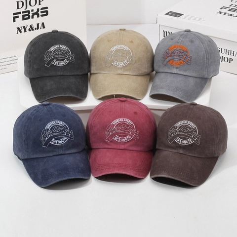 Vintage Washed Cotton Baseball Cap For Men Women Adjustable Retro Distressed Embroidered Sun Protection Outdoor Sport Hat