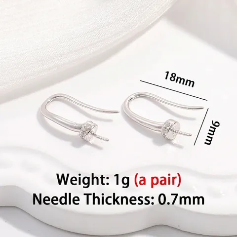 925 Sterling Silver Earring Hooks Zircon Inlaid High Heel U Shape DIY Jewelry Findings For Artificial Pearl Earrings