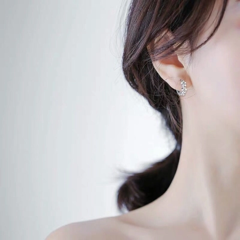Flower Hoop Earrings With Zircon Inlaid Simple Sweet Floral Huggie Jewelry For Women Elegant Gift