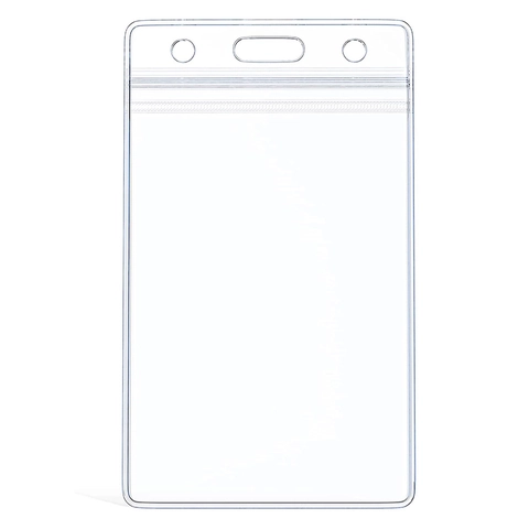 Clear ID Badge Holder PVC Waterproof Zipper Seal Name Tag Sleeve Vertical Horizontal For Office School Exhibition