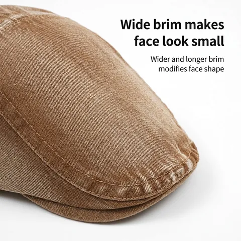 Washed Cotton Flat Cap Distressed Retro Adjustable Ivy Hat For Women Men Outdoor Casual Sunshade Forward Cap