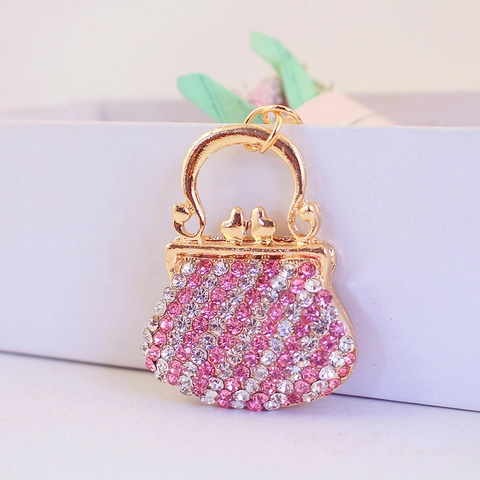 Handbag Keychain Pendant Alloy Rhinestone Crystal Purse Shape Fashion Bag Charm Decoration Gift For Women