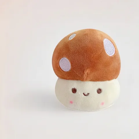 Cute Mushroom Plush Keychain Soft Stuffed Bag Charm Backpack Pendant Kawaii Smiley Face Embroidery Cartoon Ornament
