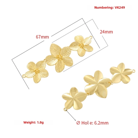 Brass Flower Jewelry Connector Clasp With Zircon Lobster Clasp Extension Chain Heart Pendant DIY Accessories