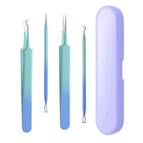 Blackhead Remover Stainless Steel Ultra Fine Cell Tweezers Gradient Acne Needle Pimple Comedone Extractor For Face Care