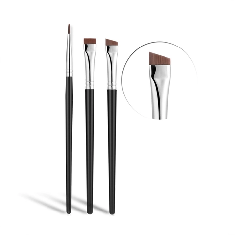 Angled Eyeliner Eyebrow Makeup Brushes With Synthetic Fiber Bristles And Wood Handle For Detailed Eye Makeup Look