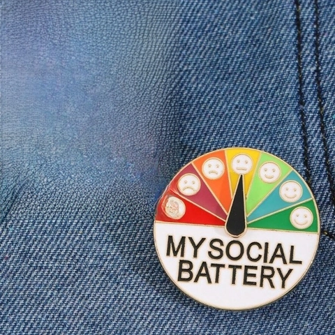 Pin De Esmalte Deslizante Batería Social Indicador De Humor Interactiva Broche De Aleación Joyería Creativa Moda