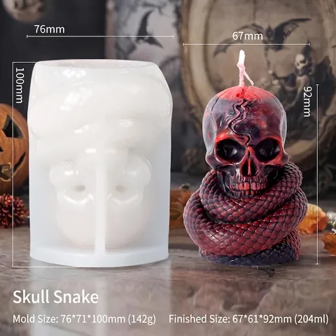 Halloween Totenkopf Schlange Rose Kerze Silikonform Gothic DIY Handgemacht Bastelwerkzeug Flexibel Einfaches Ablösen