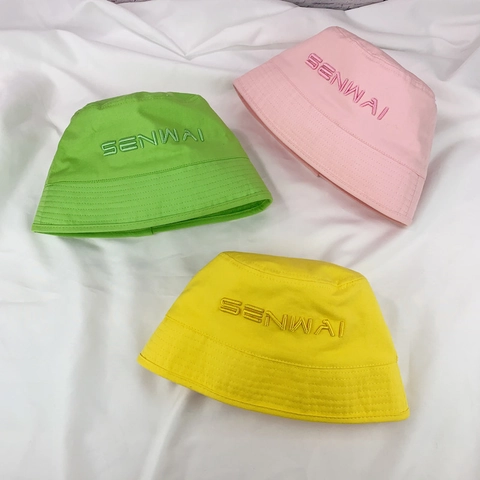 Chapeau Bob en Coton de Style Coréen pour Femmes Avec Broderie de Lettres Protection Solaire Pliable de Voyage D'été en Plein Air pour Femmes