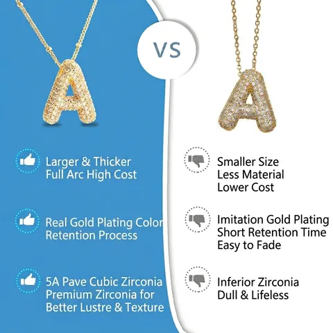 Collier Pendentif Lettre Initiale Ballon Plaqué Or Véritable Cuivre Micro Pavé Zircon Bijoux Délicats Pour Femmes Hip Hop